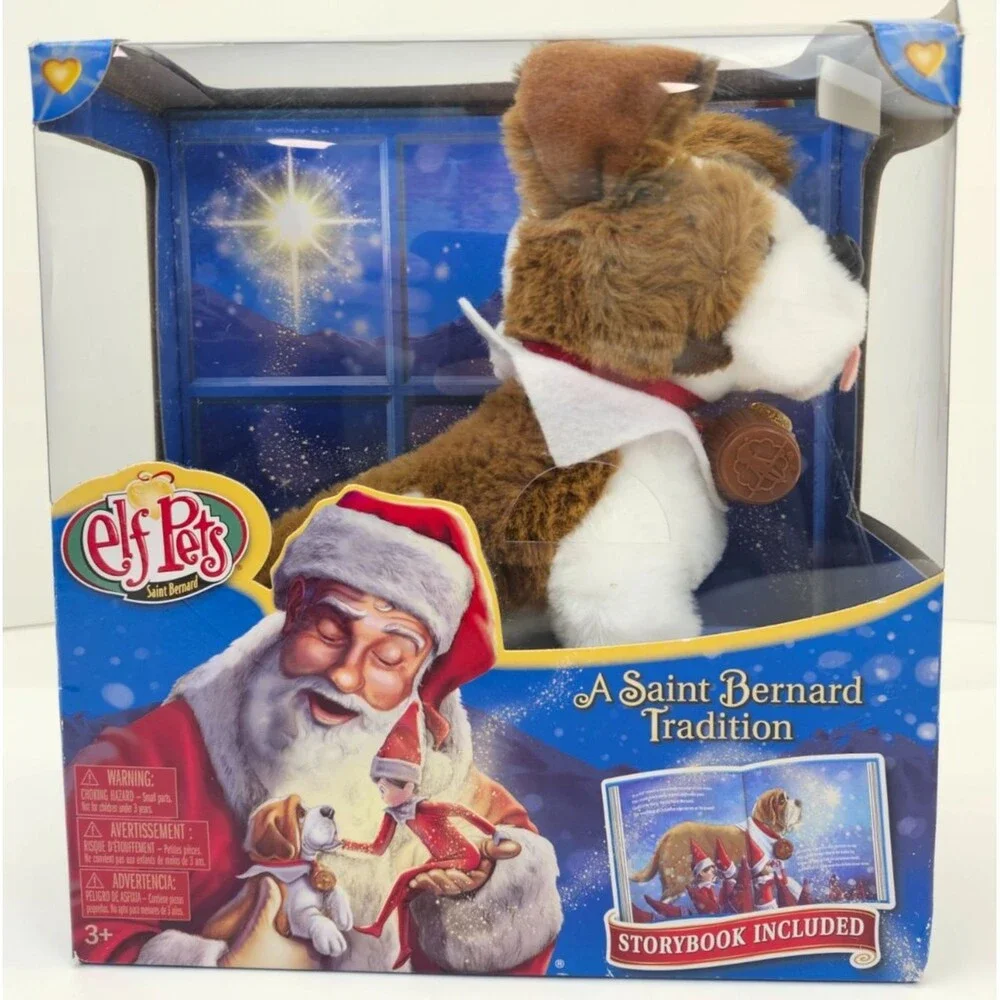 Elf Pets St. Bernard Plush Stuff Dog Christmas Book Elf On Shelf Toy Gift New